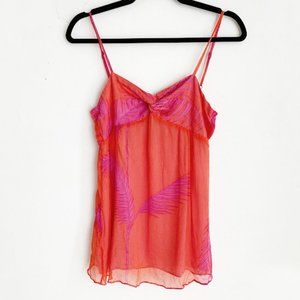 Theory 100 Silk Orange Pink Top Size Small